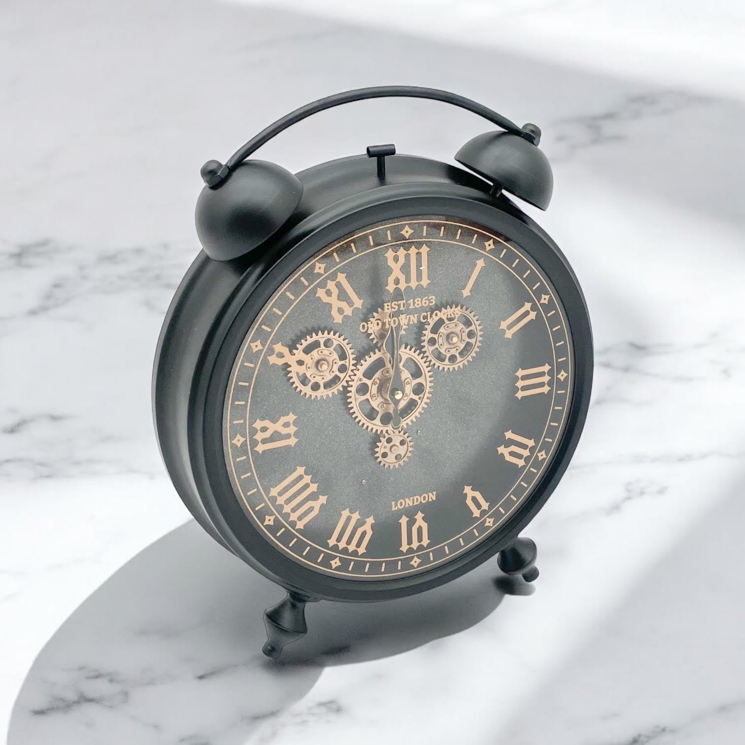 Unique Black and Gold Metal Gear Clock
