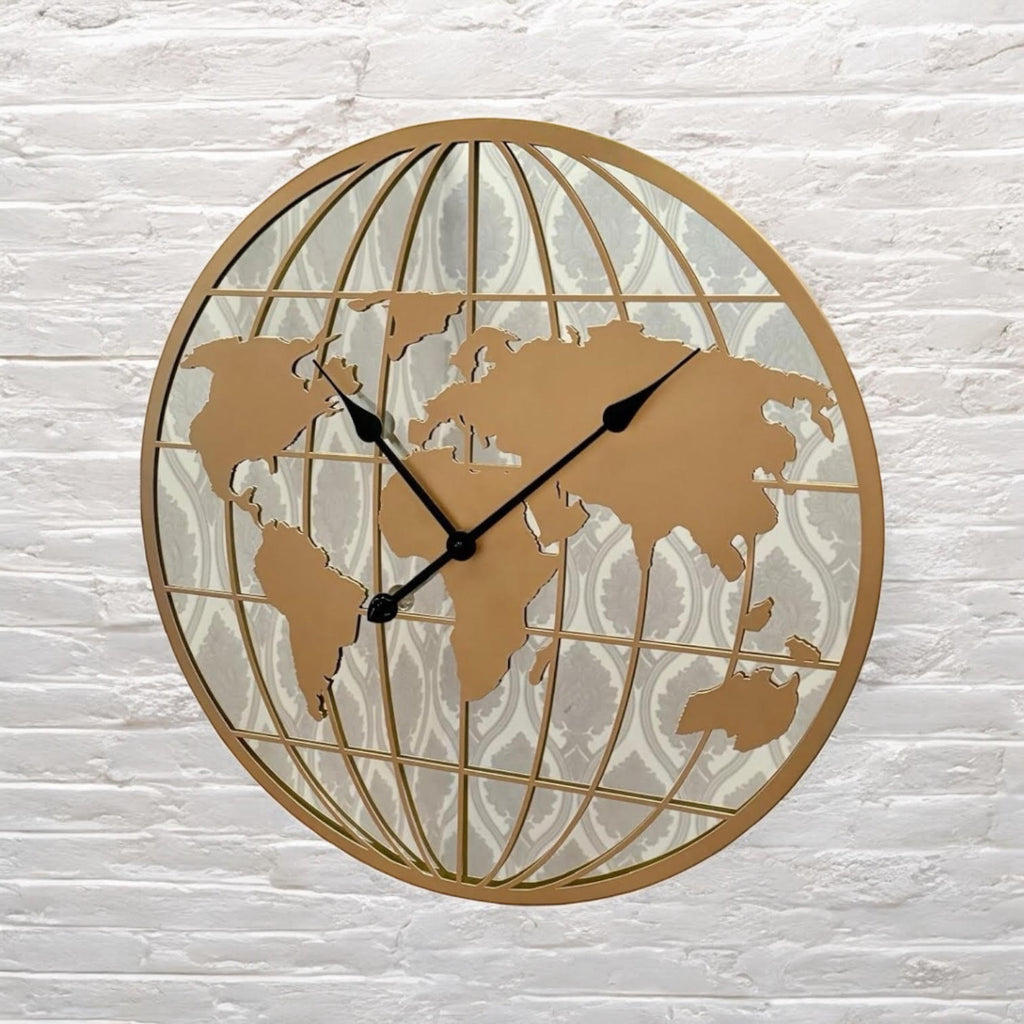 AcaciaHome Elegant and Modern Mirror Gold Globe 60cm Wall Clock