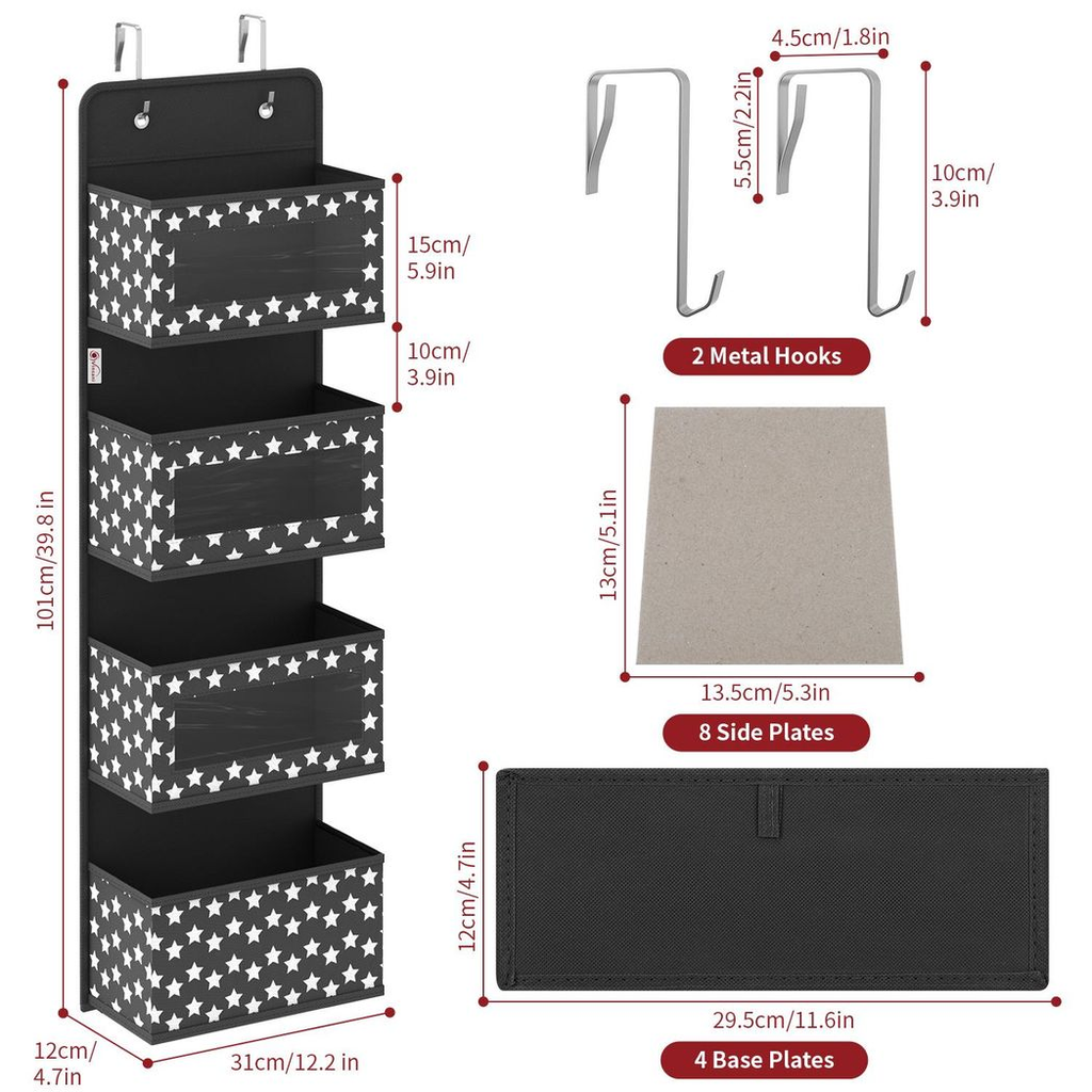 Vinsani 4Tier Black Hanging Organiser