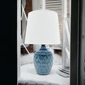 AcaciaHome Sophisticated and Durable 40cm Blue Ceramic Table Lamp with White Drum