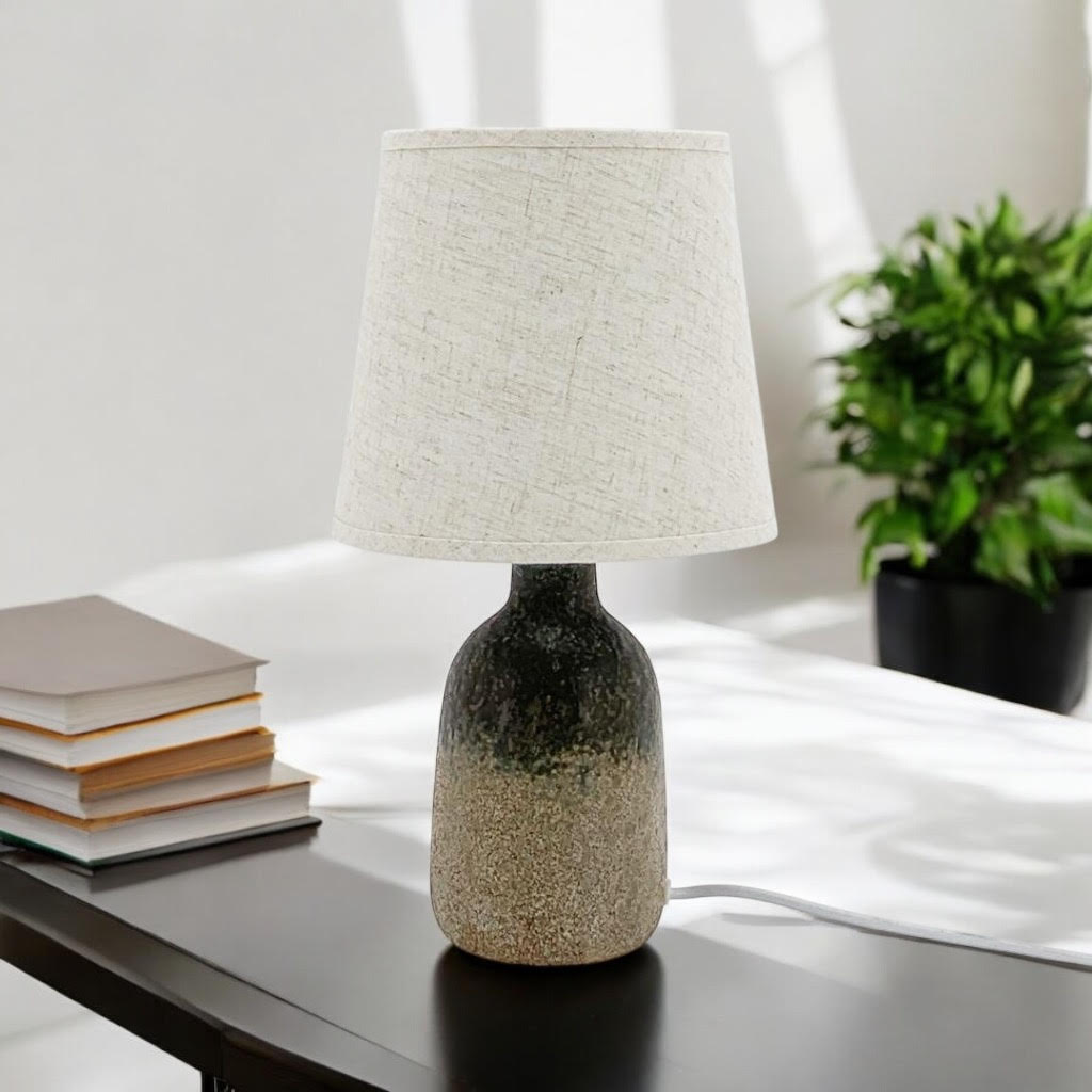 AcaciaHome Cute Grey Two-Tone Ceramic Table Lamp with White Drum Shade (52CM)
