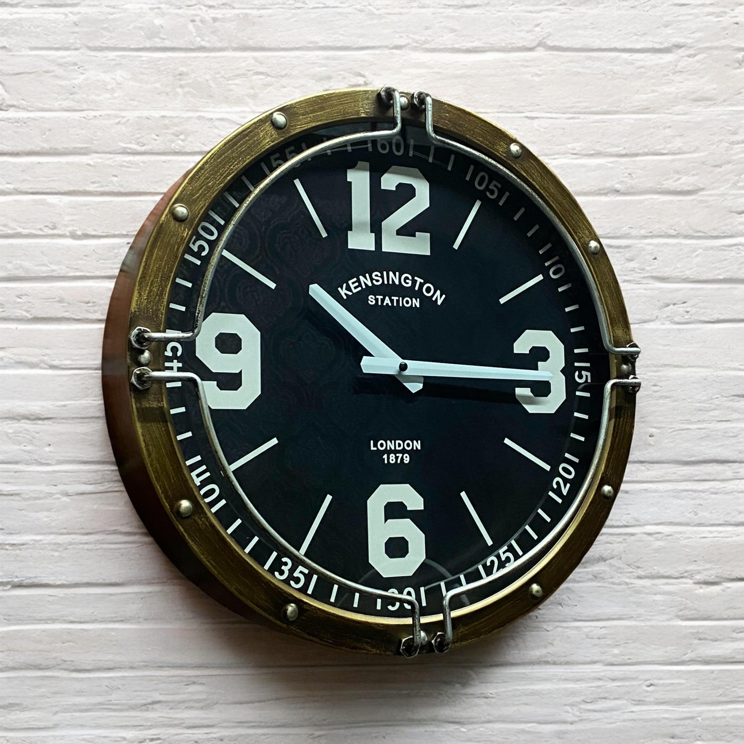 Stylish 40cm Globe Wall Clock London (Black & Gold)