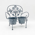 AcaciaHome Elegant Double Bench Plant Stand (Grey)