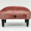 AcaciaHome Velvet Ottoman Footstool with Drawer (Pink)