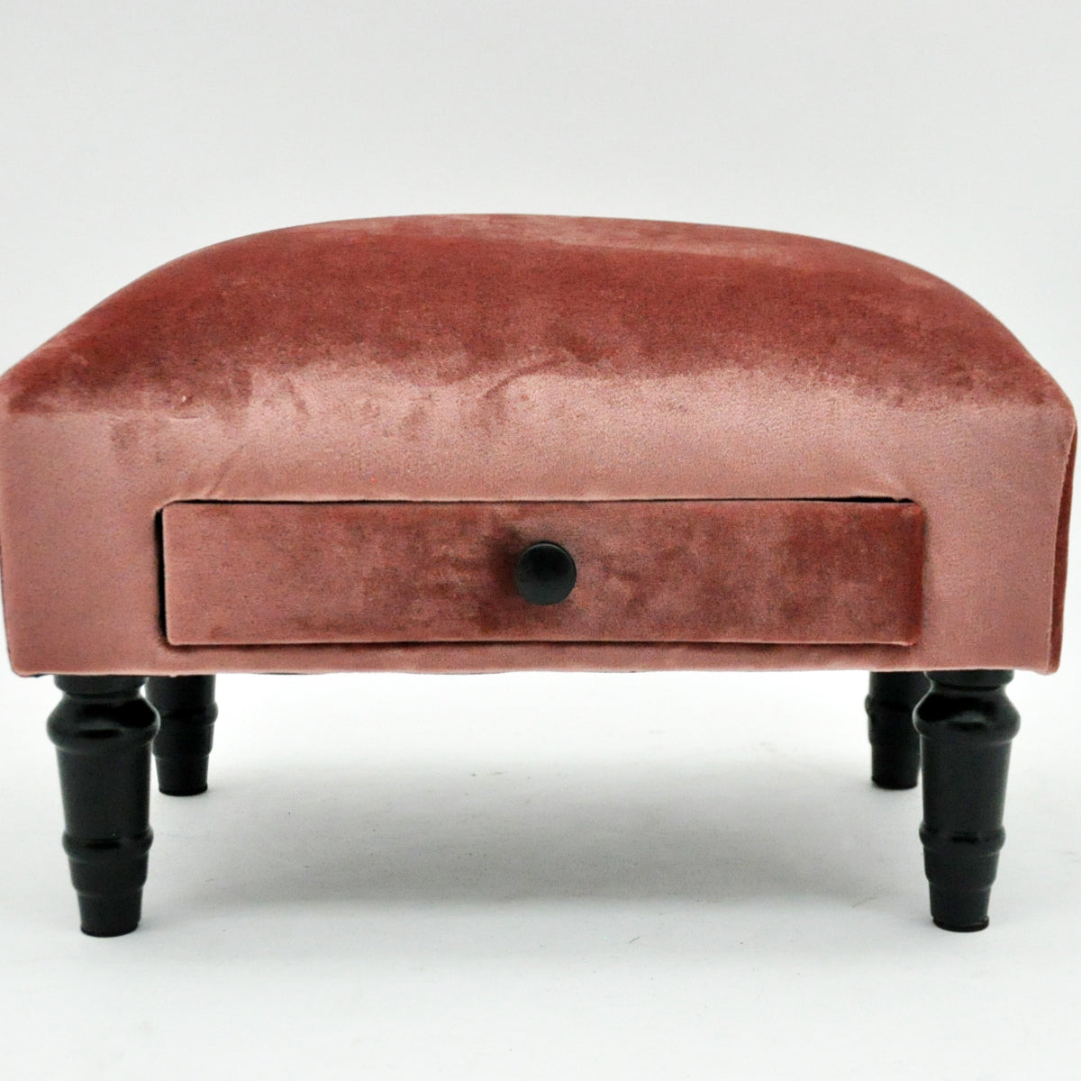 AcaciaHome Velvet Ottoman Footstool with Drawer (Pink)