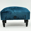 AcaciaHome Velvet Ottoman Footstool with Drawer (Royal Blue)