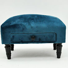 AcaciaHome Velvet Ottoman Footstool with Drawer (Royal Blue)