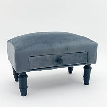 AcaciaHome Velvet Ottoman Footstool with Drawer (Grey)