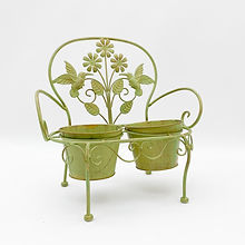 AcaciaHome Elegant Double Bench Plant Stand (Green)