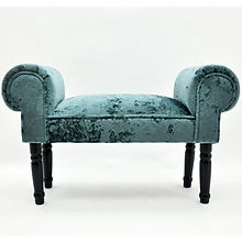 AcaciaHome Velvet Window Seat Bed End Chaise Lounge (Light Blue)