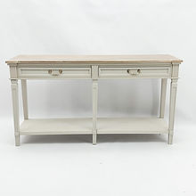 AcaciaHome Modern Cream 2 Drawer Console Table with Shelf