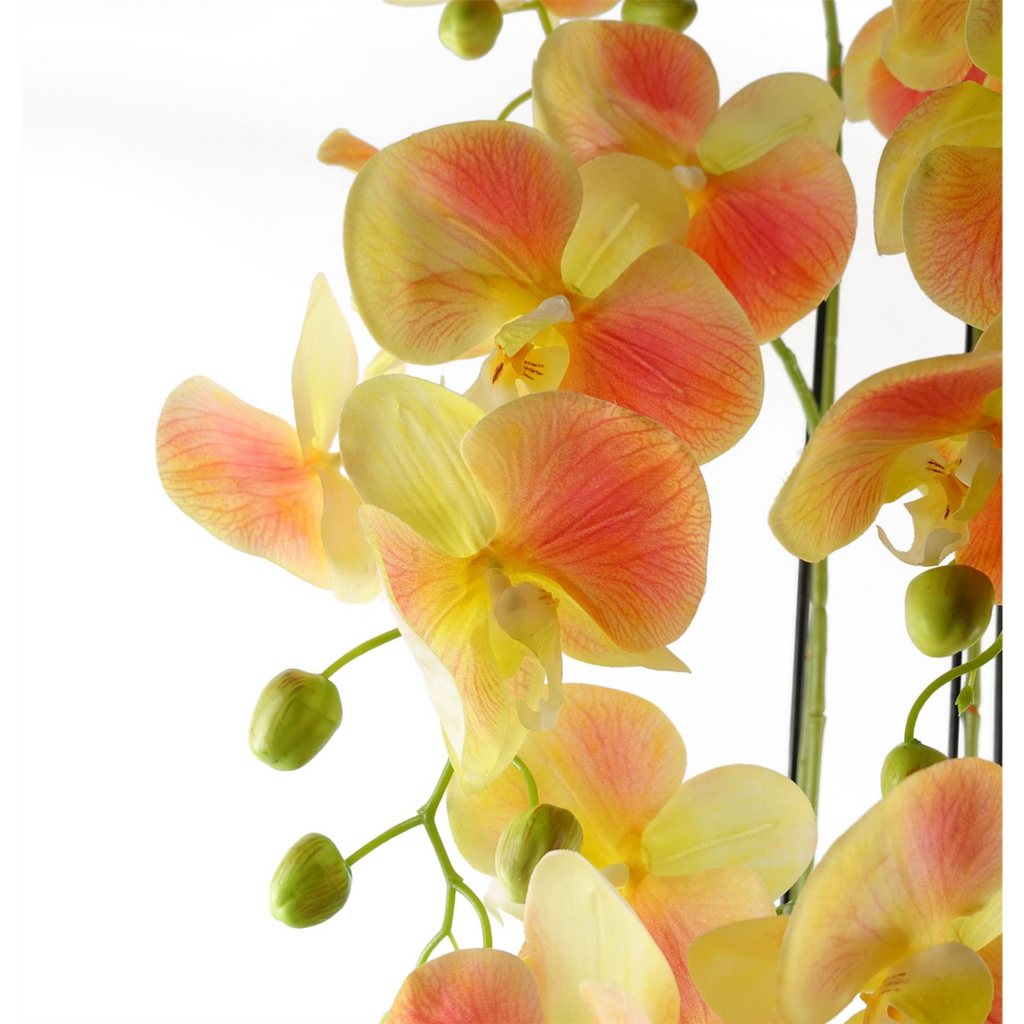 110cm Large Yellow Peach Orchid Plant Artifcial 41 REAL TOUCH flowers