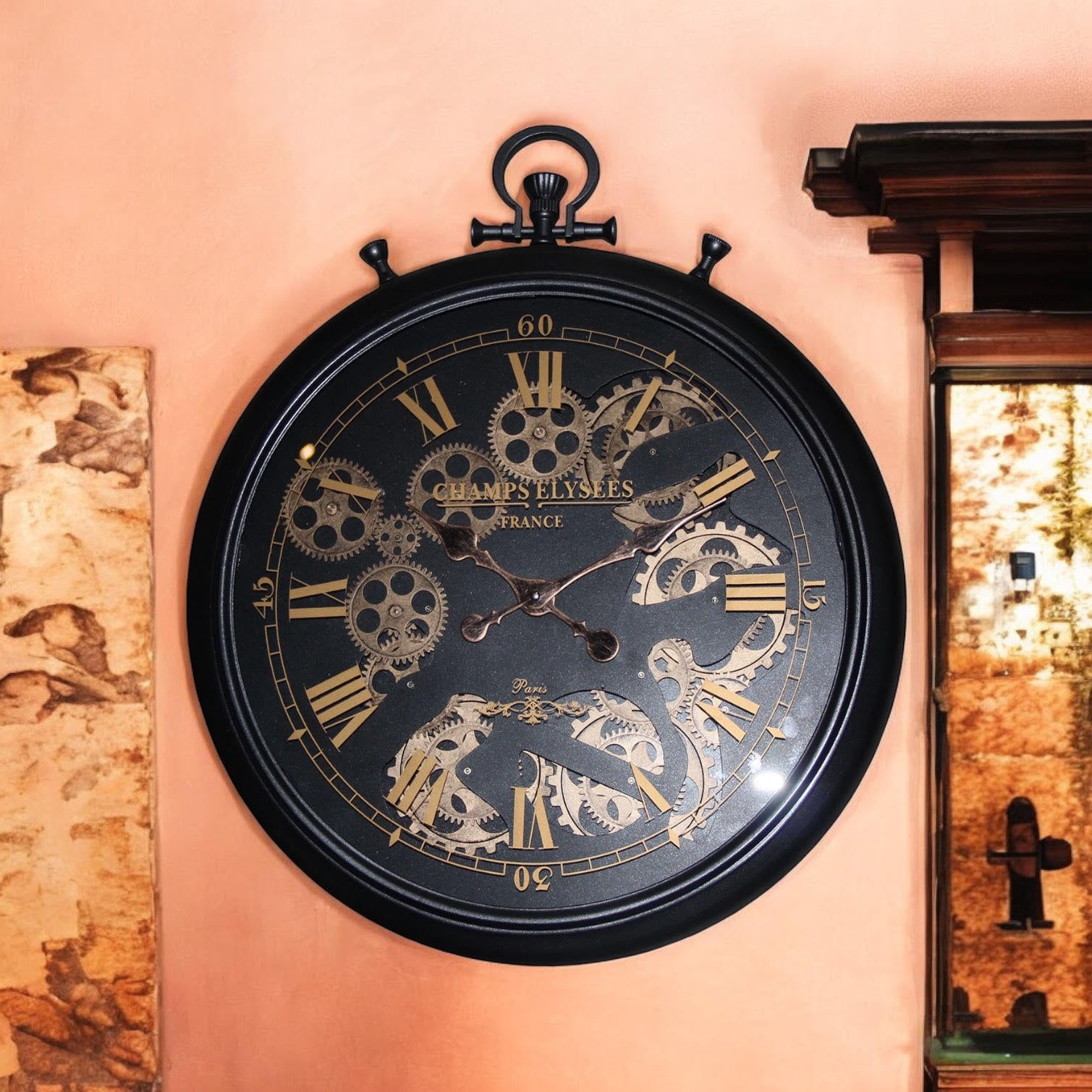 Beautiful and Durable 60cm Black & Gold Wall Clock