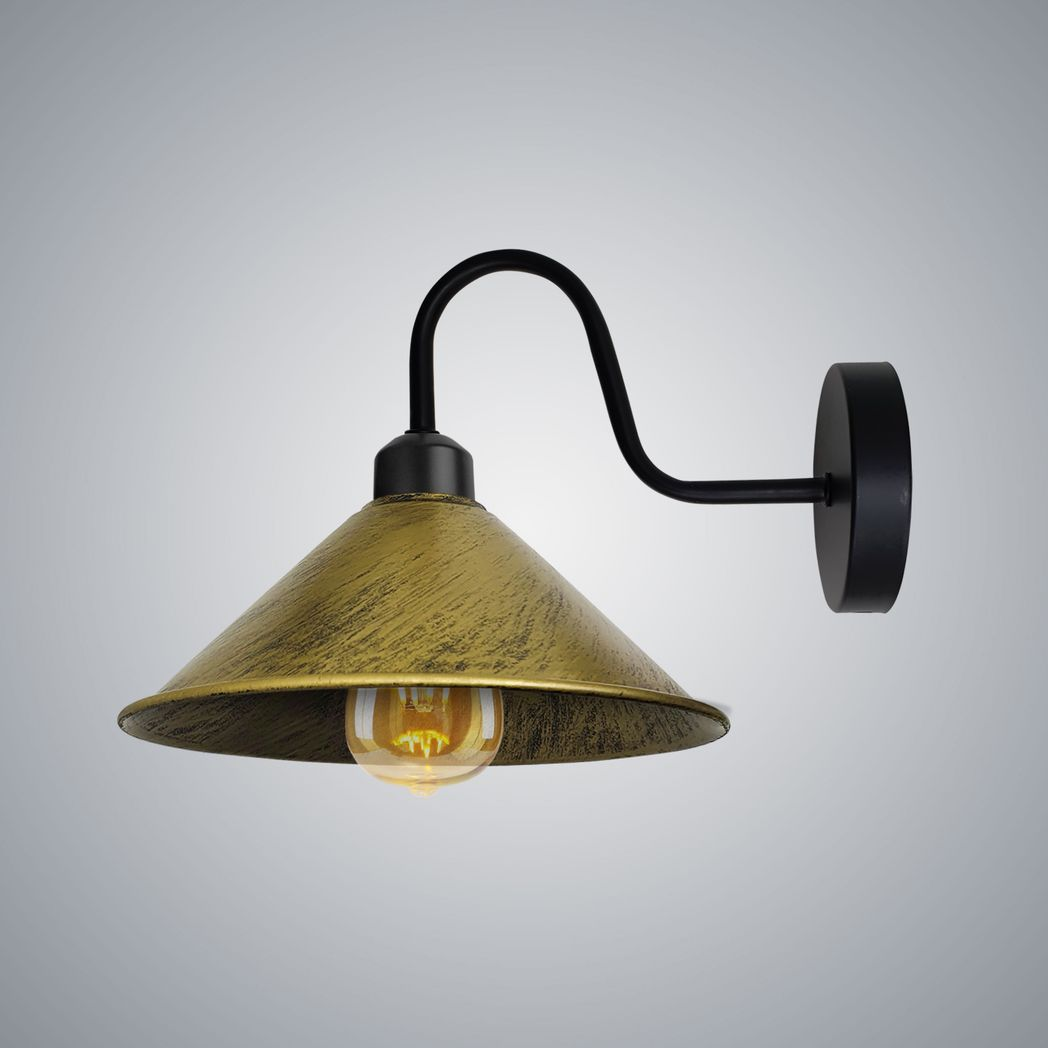 Brushed Brass Wall Light Fixture,Black Wall Sconce E27 Base Socket Screw Type