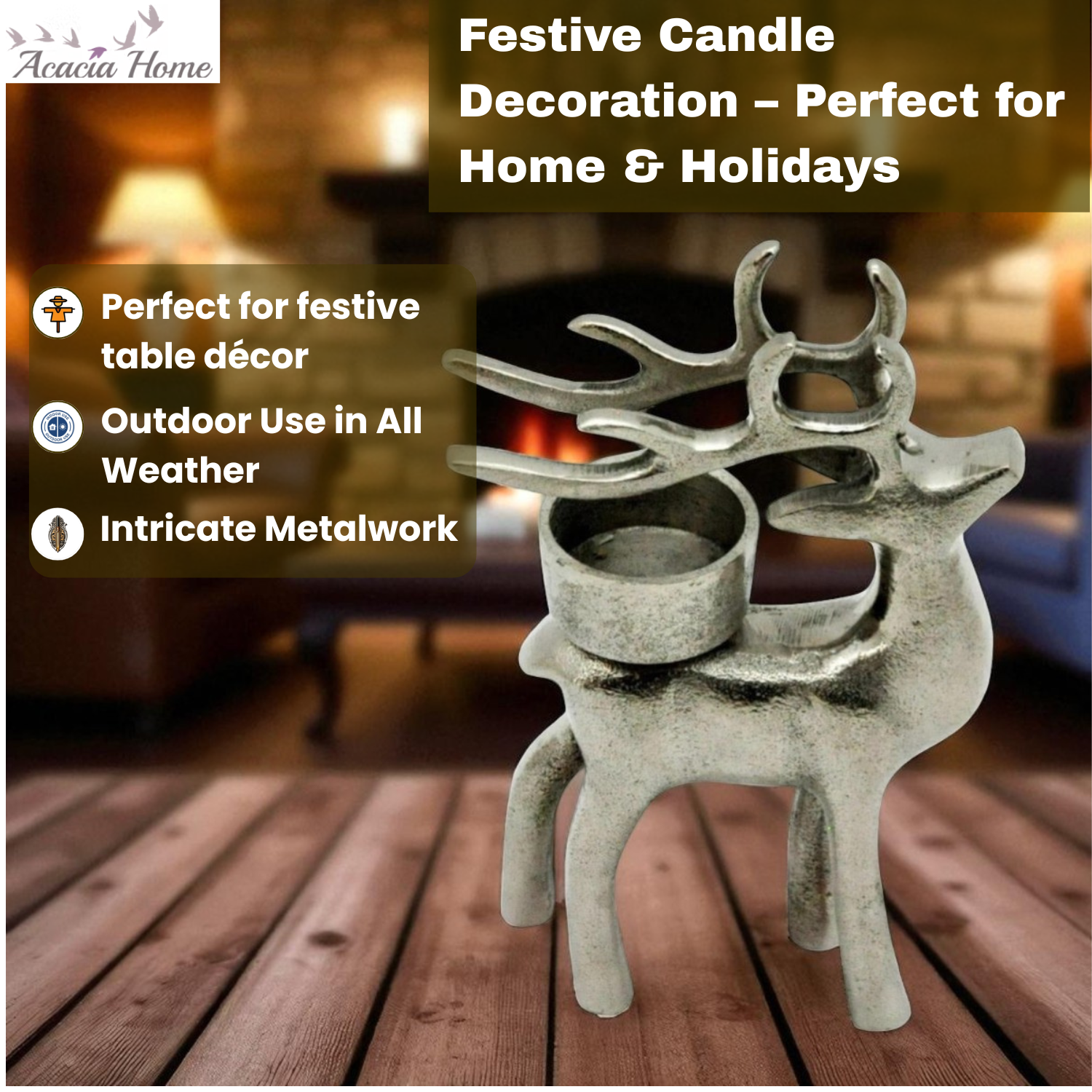 Christmas Stag Tealight Novelty Candle Holder (13 CM)
