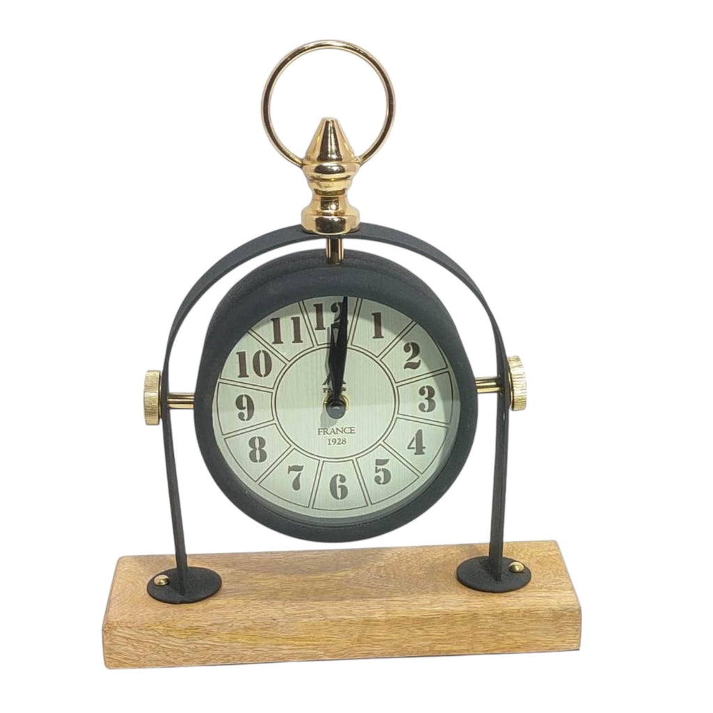 Silent Sweep Black Mantel Clock (23 cm – Arabic Numeral Dial)