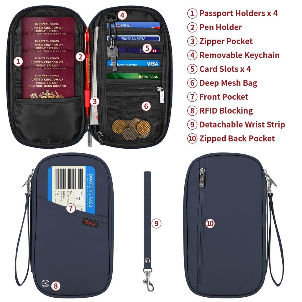 Vinsani Deluxe Passport Org Navy Blue