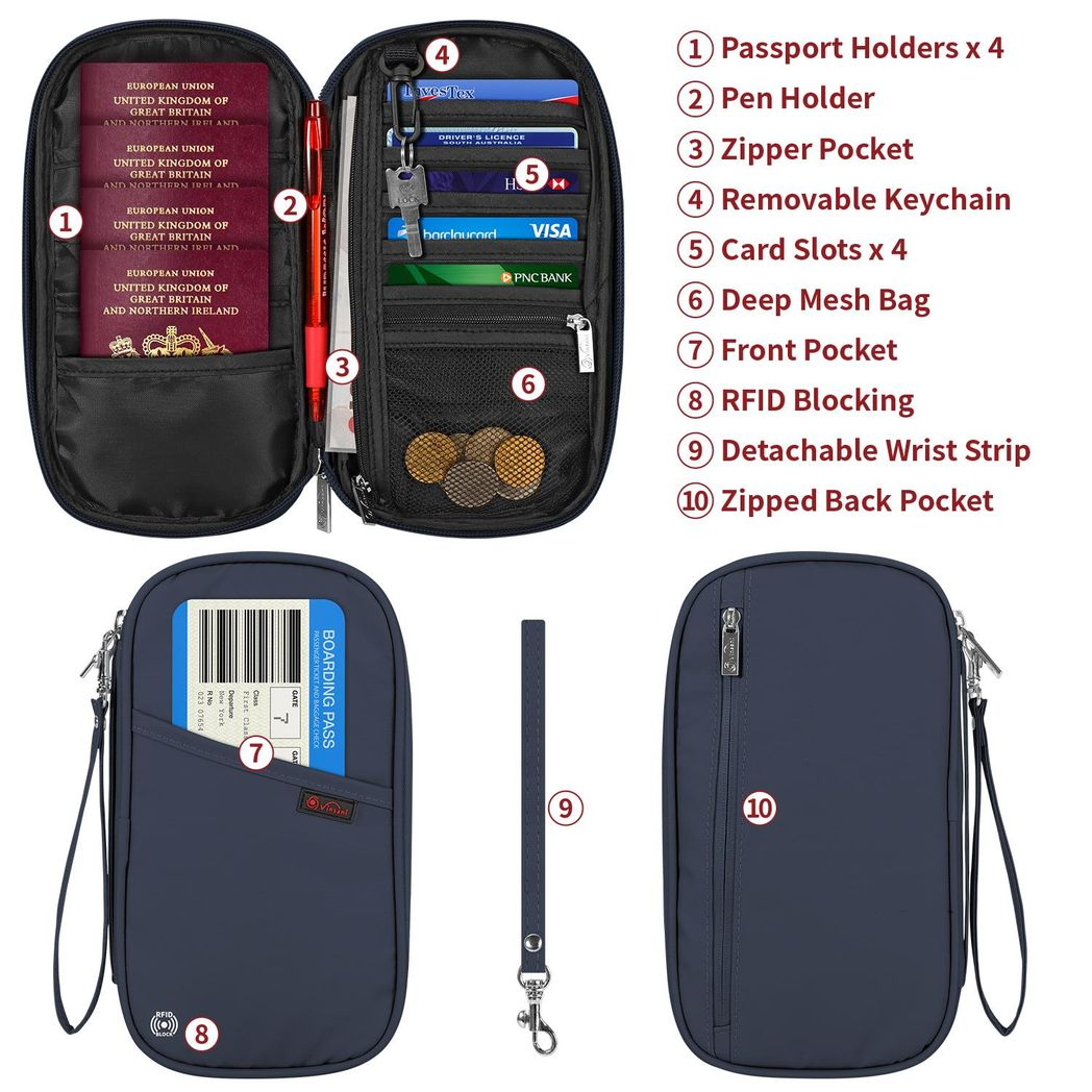 Vinsani Deluxe Passport Org Navy Blue