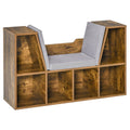 Bookcase Storage Reading Seat Unit Kids Adults Six Cubes Brown