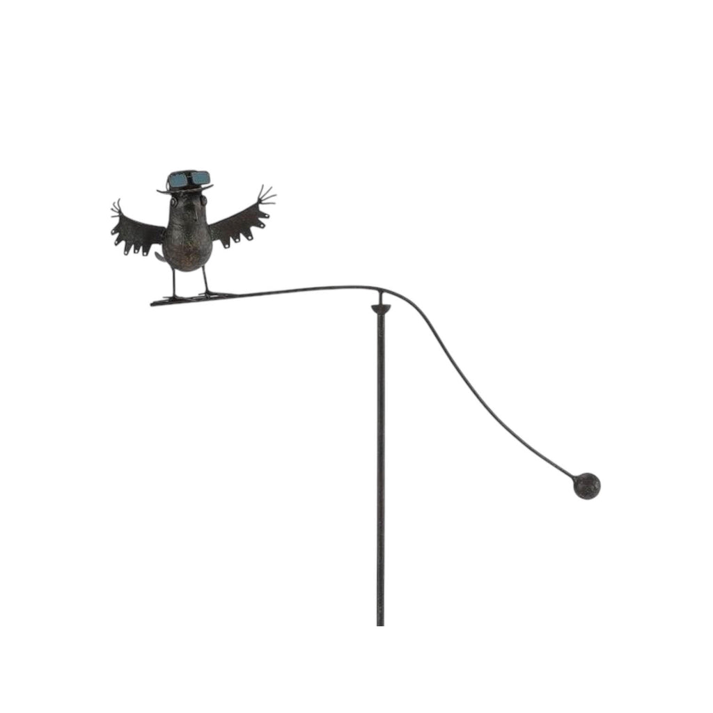 Durable Owl Bird Garden Spinner Metal Stake with Whimsical Spinning Motion