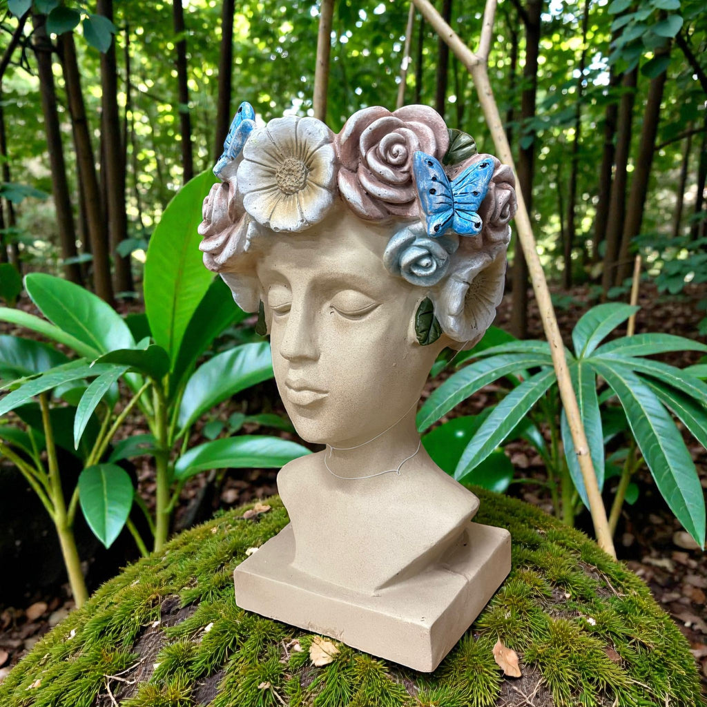 AcaciaHome Modern 42cm Fibreglass Easter Island TIKI Lady Head Planter