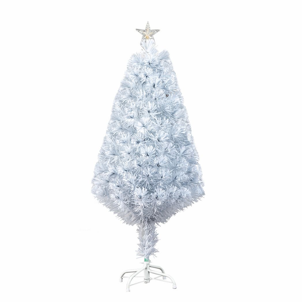 4ft 120 Branch Fiber Optic PVC Branch Iron Bracket Christmas Tree White