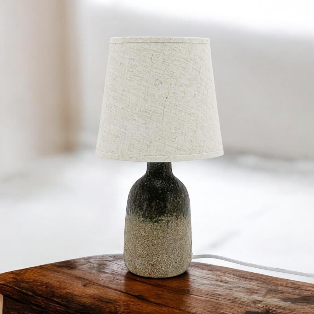 AcaciaHome Cute Grey Two-Tone Ceramic Table Lamp with White Drum Shade (52CM)