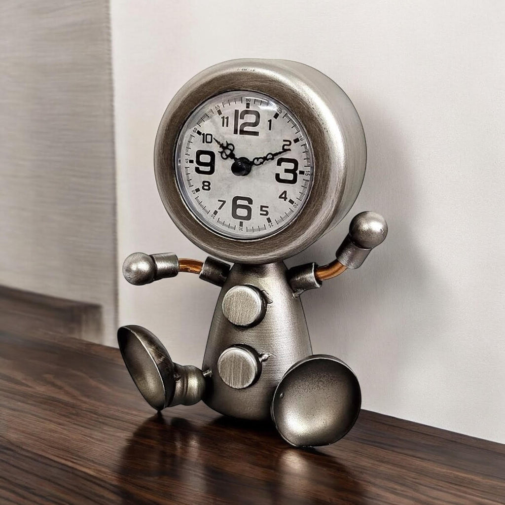 Durable and Elegant Silent Sweep Figure Mantel Clock (Silver)