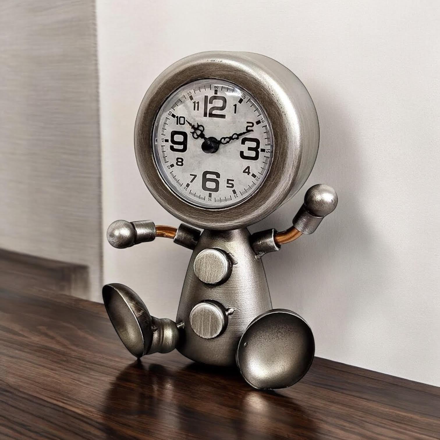 Durable and Elegant Silent Sweep Figure Mantel Clock (Silver)