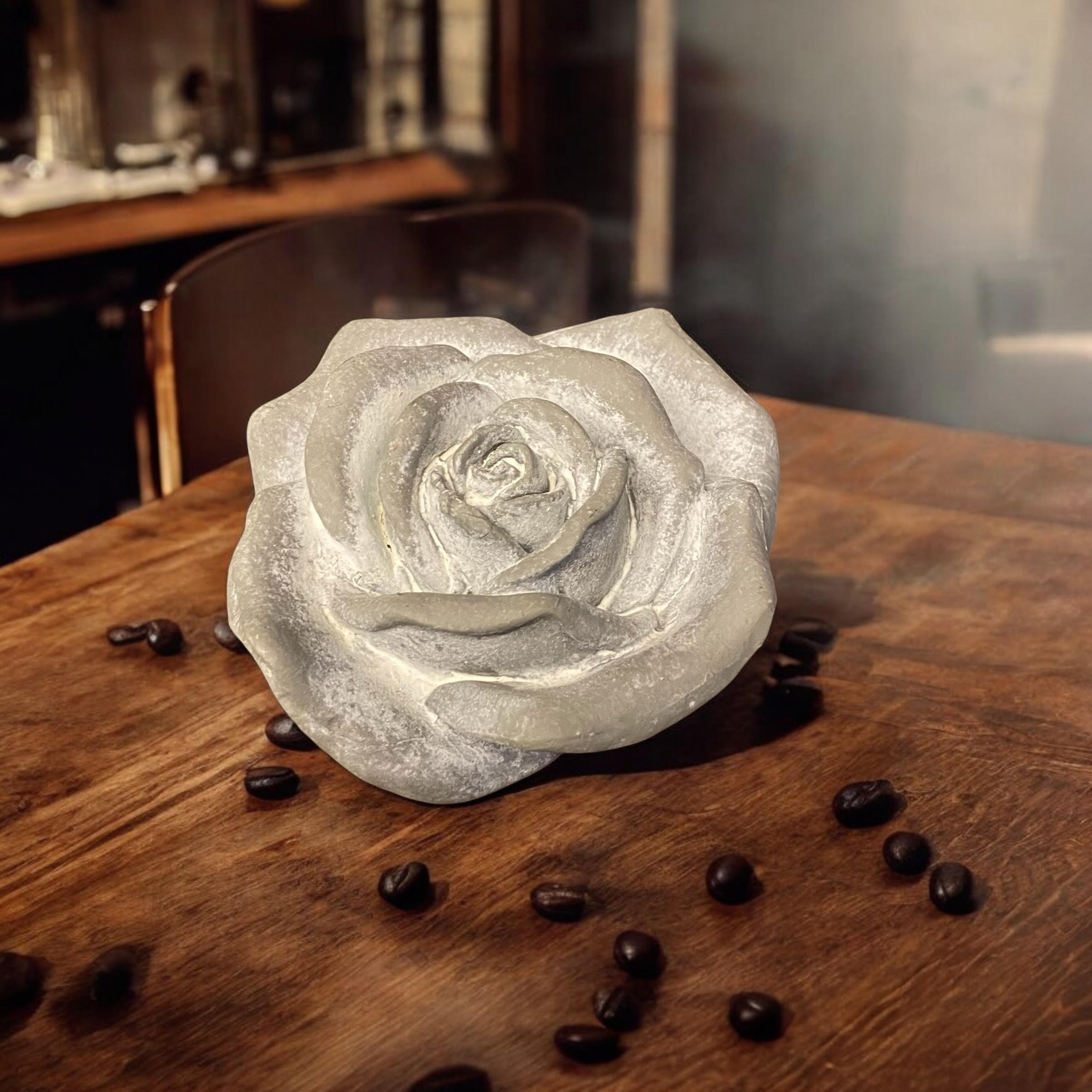 Flower on a Base Garden Ornament Resin Art Sculpture Figurine Stone Look 15cm