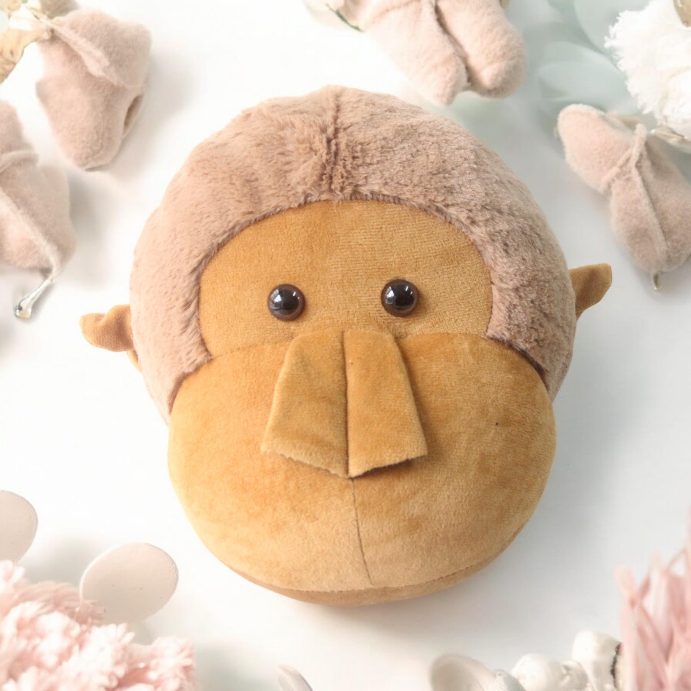 Plush Monkey Head Wall Decoration Ornament Hanging Stuffed Kids Room Toy Gift 3D
