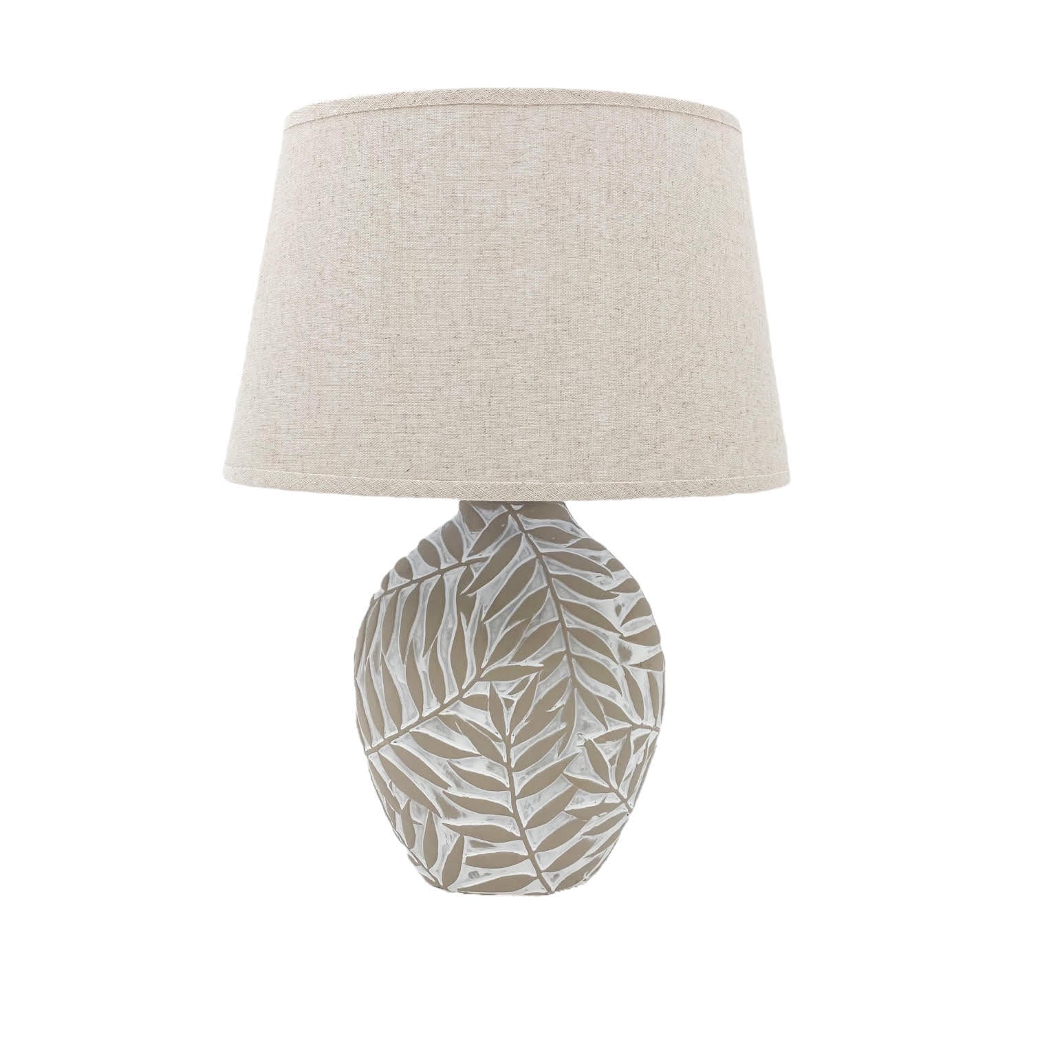 Ceramic Table Lamp with Minimalist Design, Textured Base and Fabric Shade