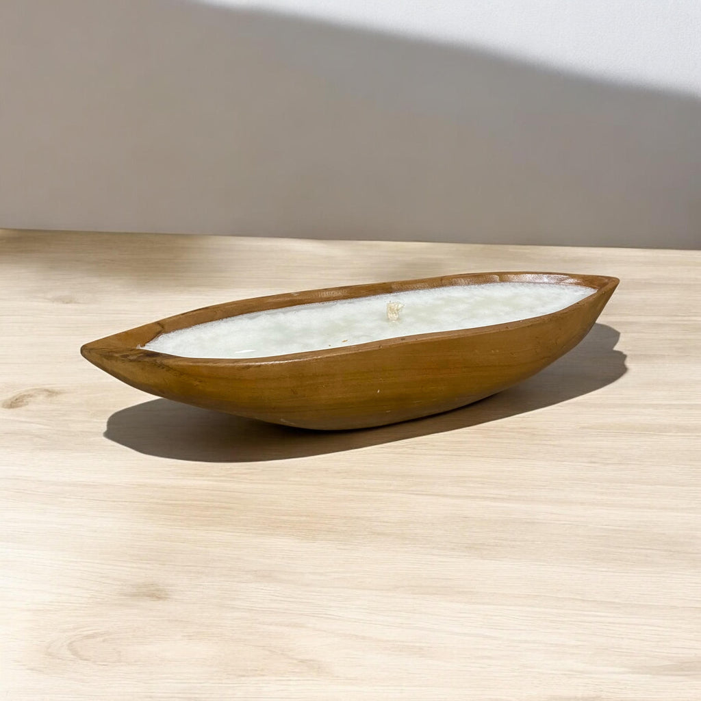 AcaciaHome Luxurious and Elegant 40CM Teak Root Boat Bowl with Candle