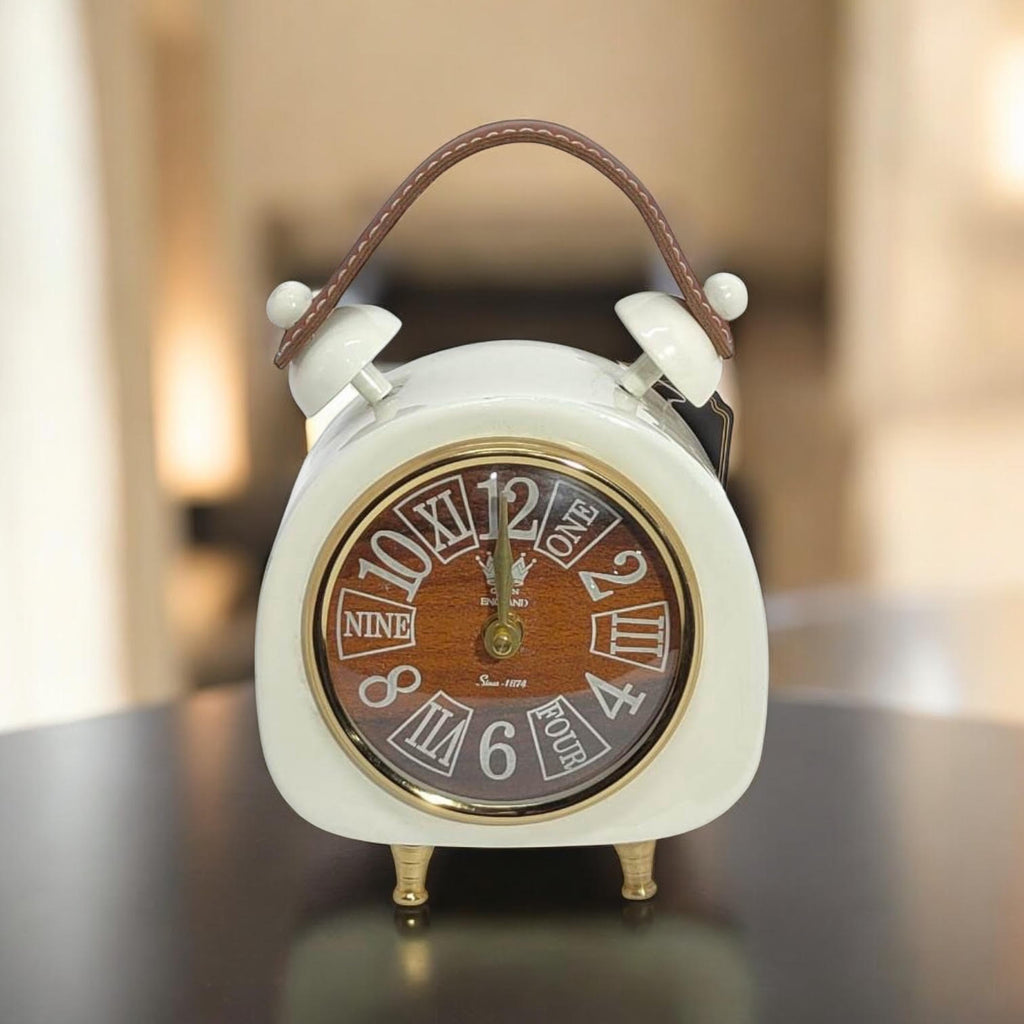 AcaciaHome White Cream Mantel Clock