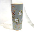 Classic Ceramic Round 18” Tall Umbrella Stand (Grey Floral Leaf Design)