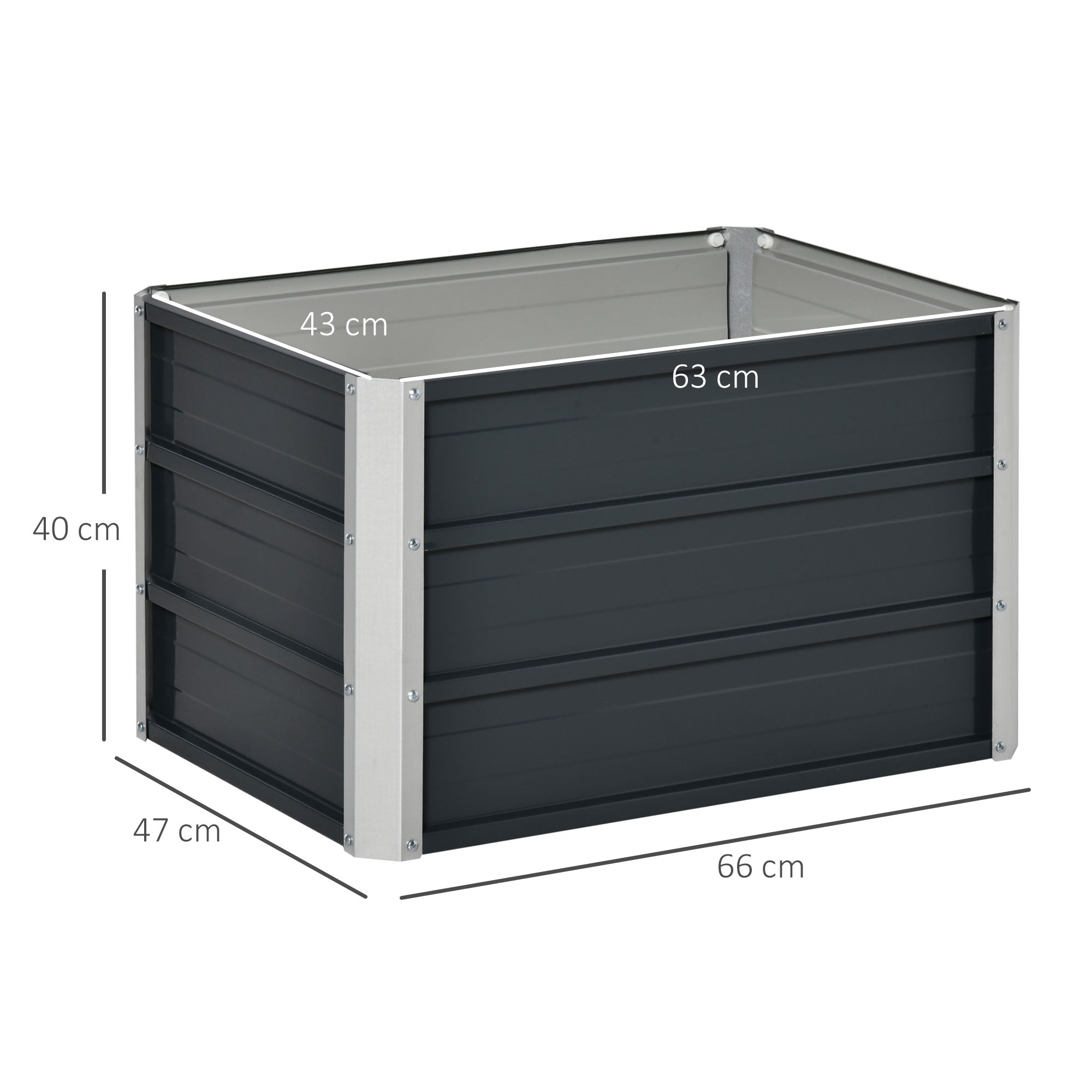 Raised Garden Bed, Elevated Planter Box & Gloves, Grey