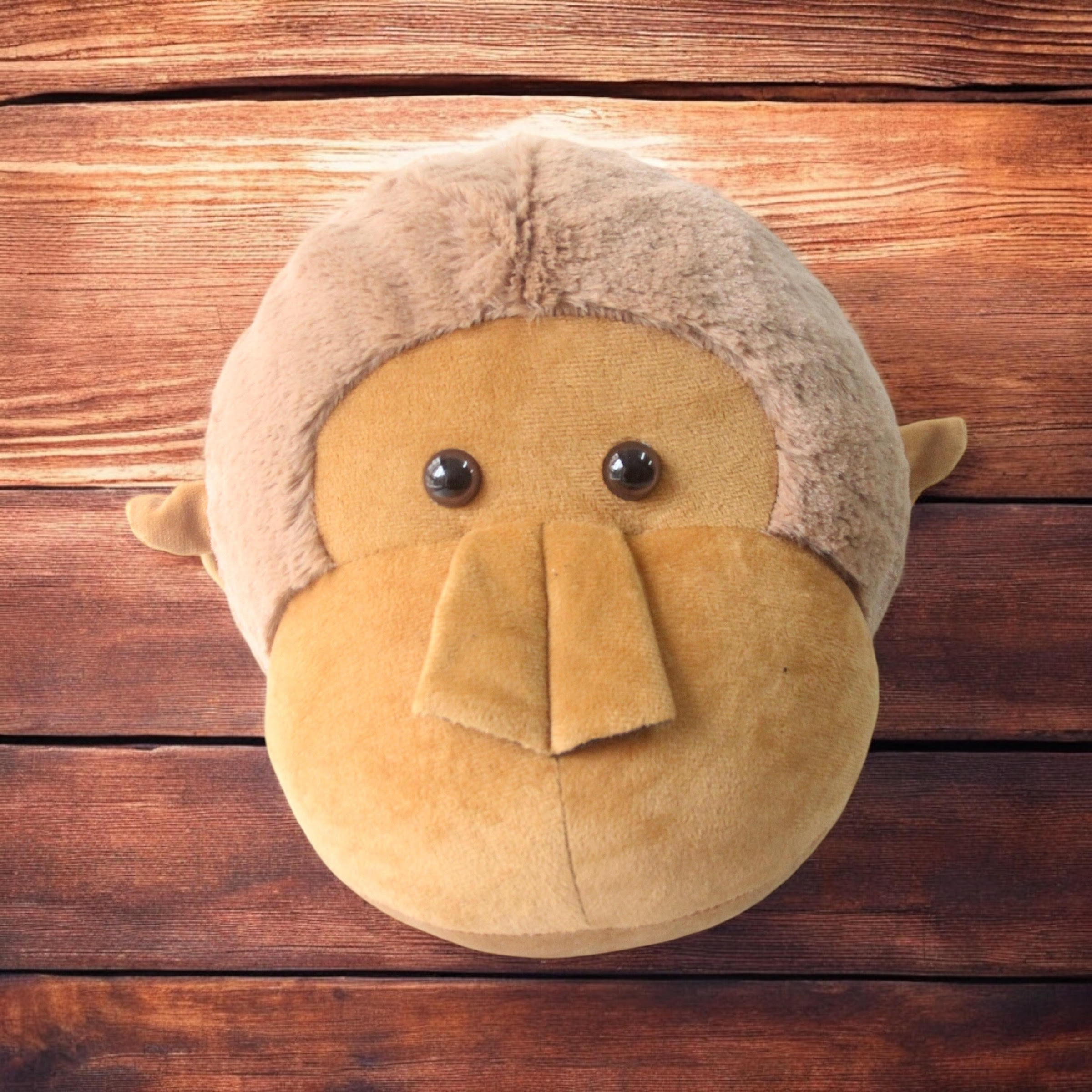 Plush Monkey Head Wall Decoration Ornament Hanging Stuffed Kids Room Toy Gift 3D