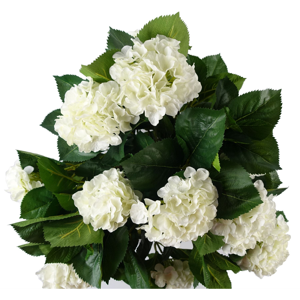 75cm Artificial White Bush Hydrangea Plant Potted