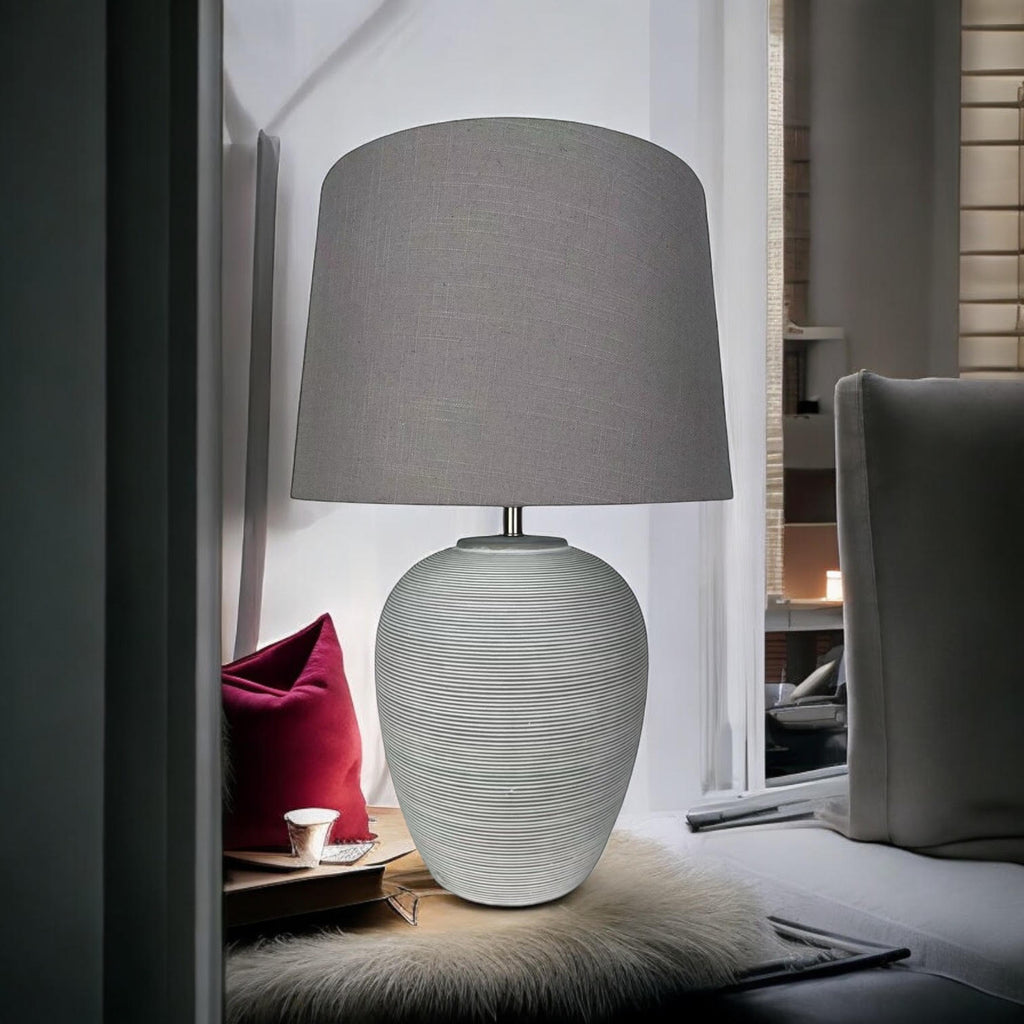 AcaciaHome Oriental Design Large Floral Ceramic Table Lamp with Drum Shade