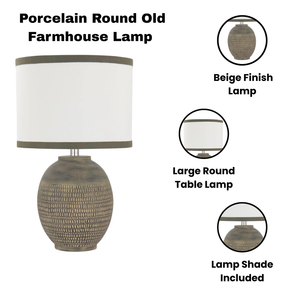 AcaciaHome Traditionally Designed Black and White Bordered Table Lamp