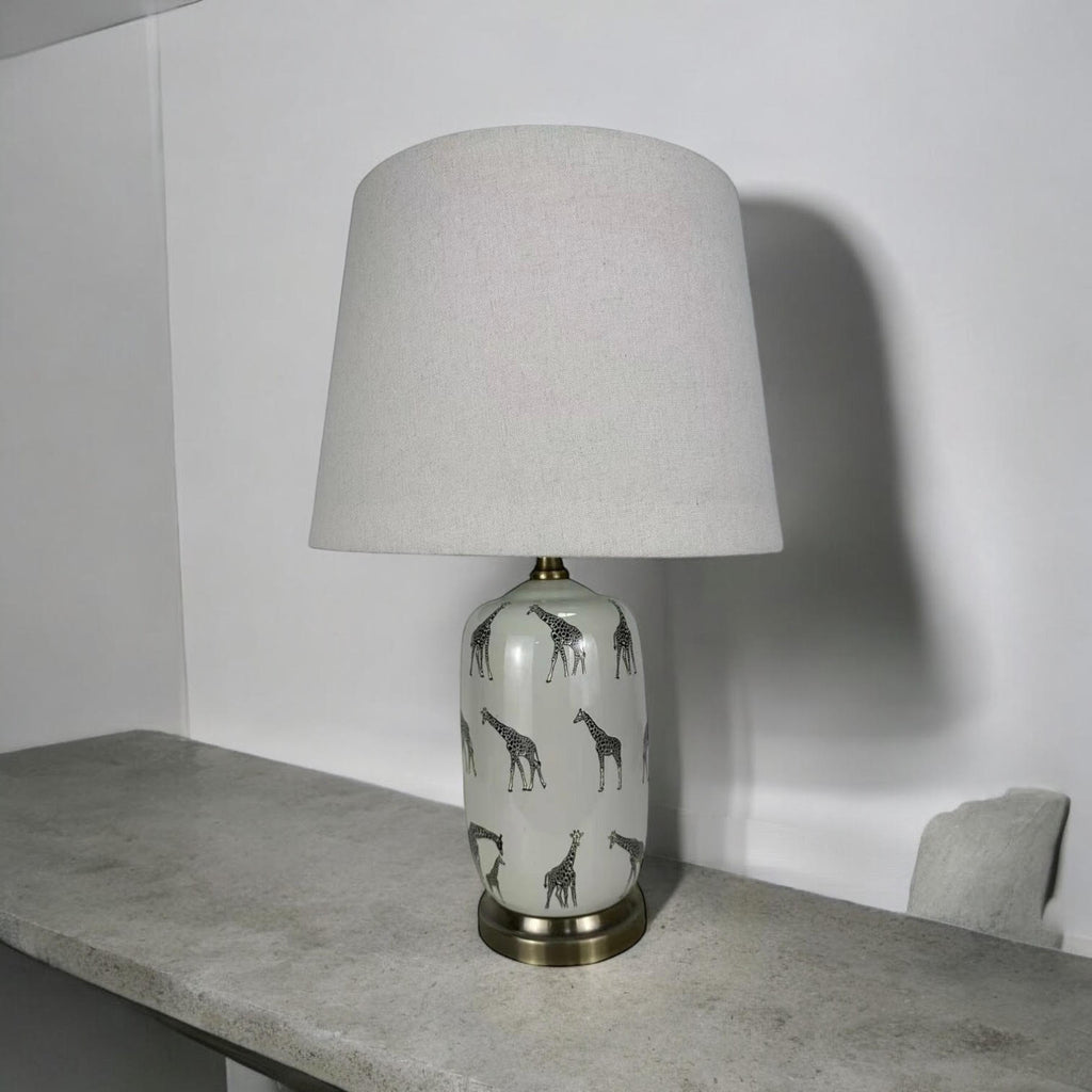 AcaciaHome Oriental Design Large Floral Ceramic Table Lamp with Drum Shade