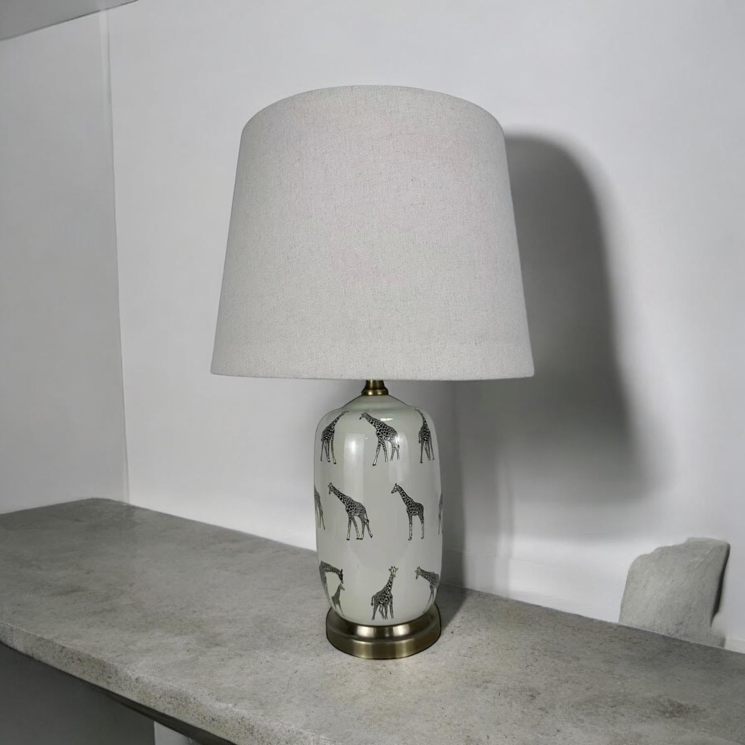 AcaciaHome Oriental Design Large Floral Ceramic Table Lamp with Drum Shade