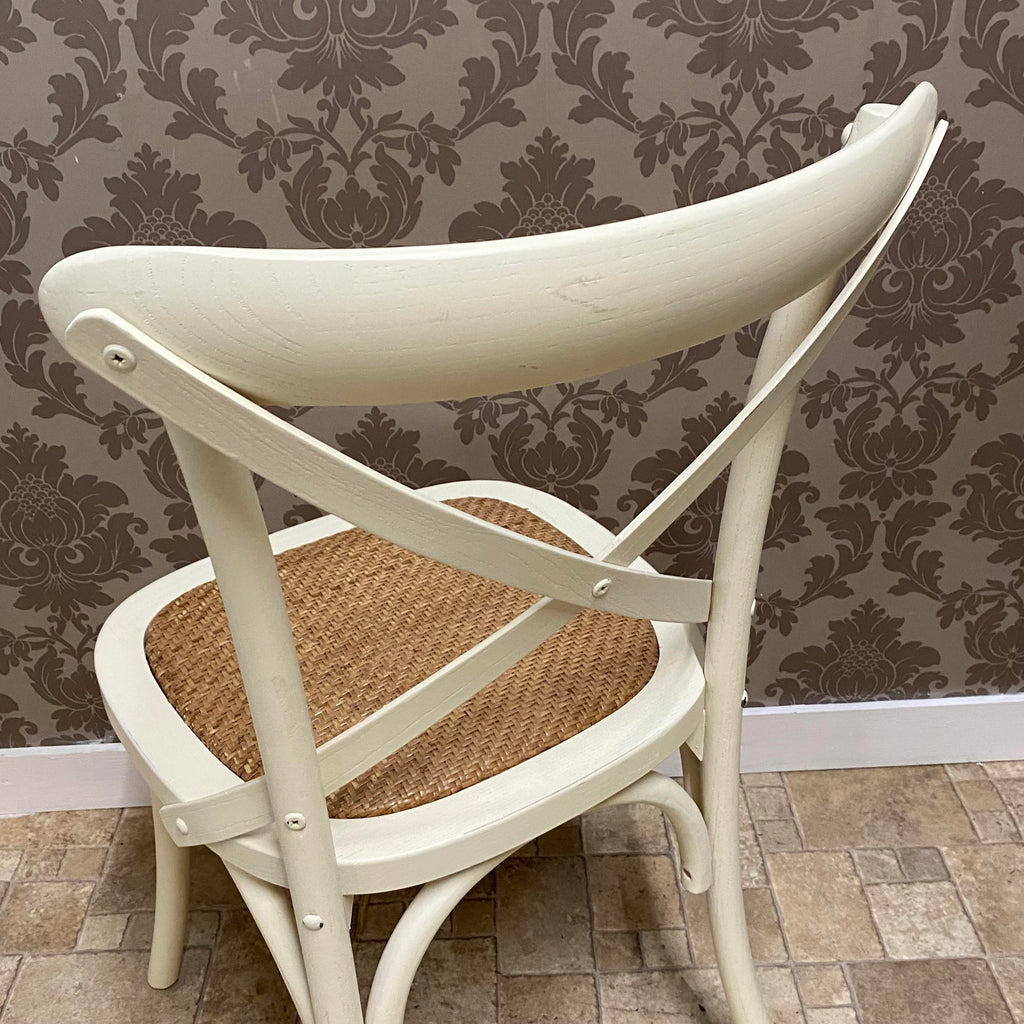 Hand Finished Cross Back Oak Wooden Cafe Chair (Cream)