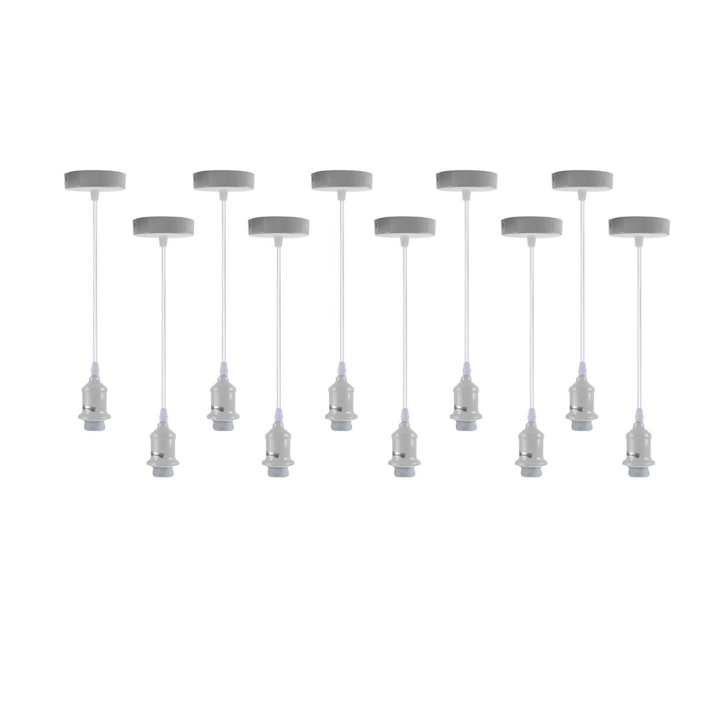 10 Pack Industrial Pendant Light Fitting, lampshade addable E27 Lamp Holder