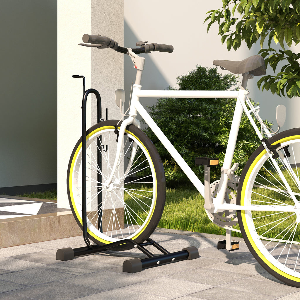 SPORTNOW Vertical & Horizontal Bike Rack Fits 6"-28" and 700c Bikes, Black