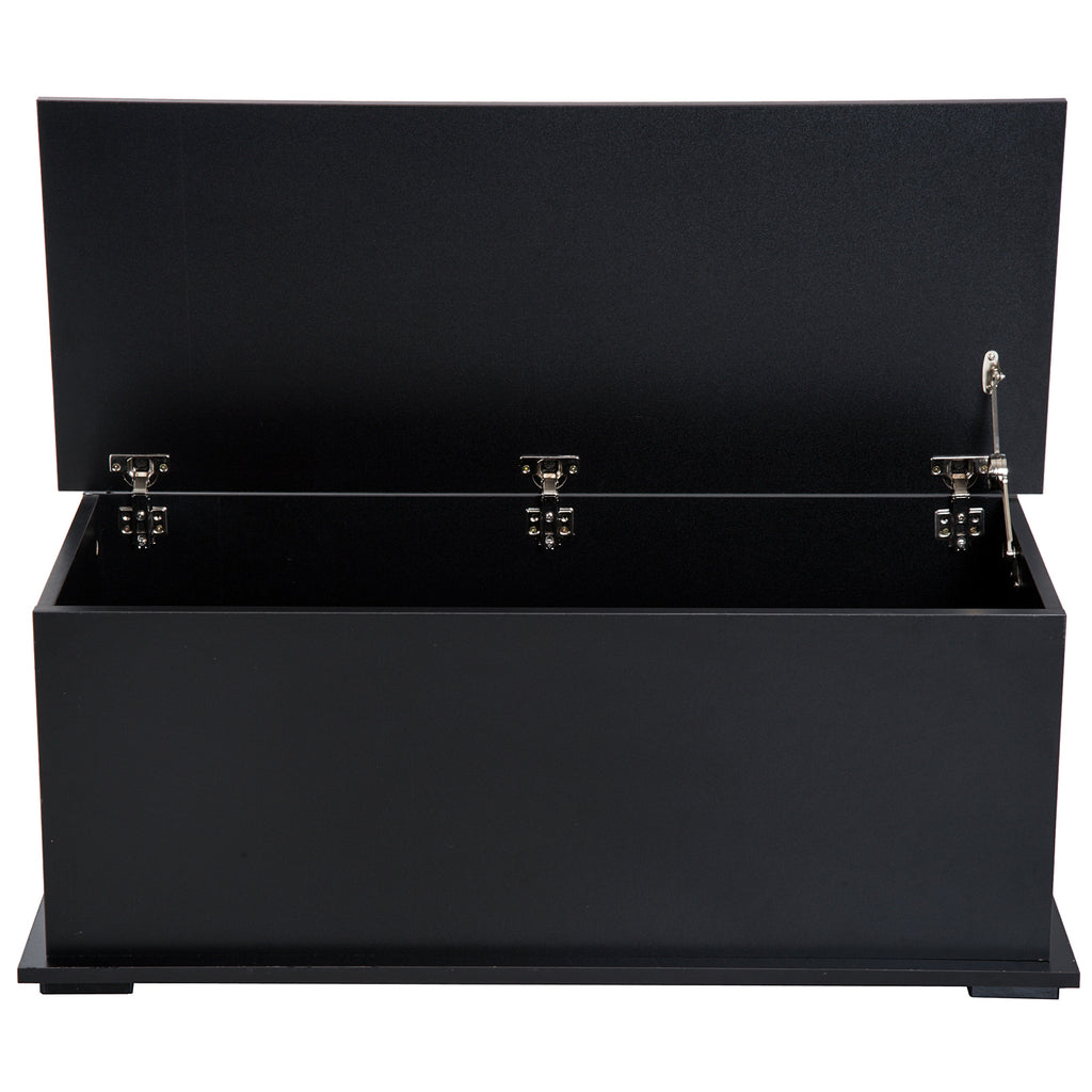 HOMCOM Ottoman Storage Box Chest Cabinet Keepsake With Lid Chipboard Black