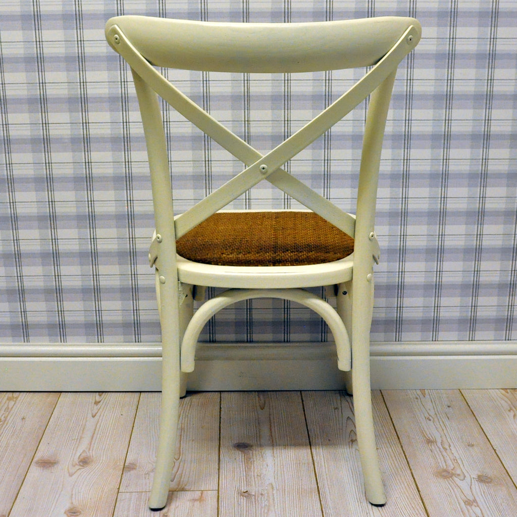 Hand Finished Cross Back Oak Wooden Cafe Chair (Cream)
