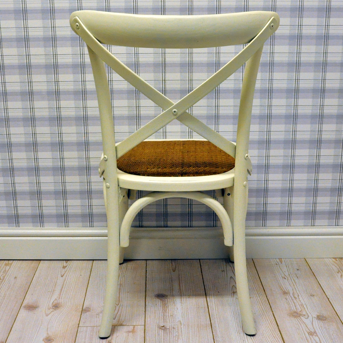 Hand Finished Cross Back Oak Wooden Cafe Chair (Cream)