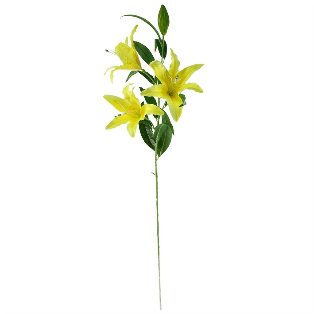 Pack of 6 x 100cm Large Yellow Lily Stem - 18 Flowers