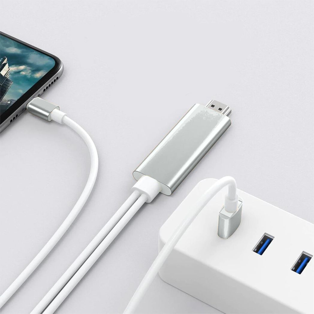 Aquarius Full HD Support HDMI Connector Cable for Phone/Pad Silver